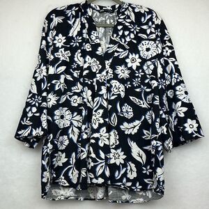ZARA Floral Linen Oversized Blouse V-Neck Tunic Sz S